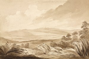 「No 3 View of the Telegraph and part of the French Position」、1815（紙と鉛筆） 作： Denis Dighton